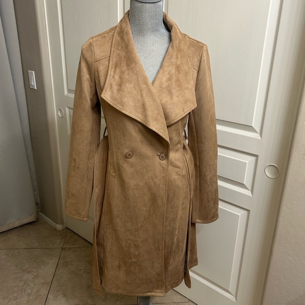 Solitaire Tan Draped Trench Coat